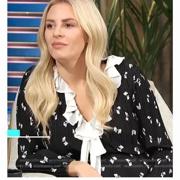 MAJE Rockale Bow Print Tie Neck Long Sleeve Dress - Picture 4 of 7